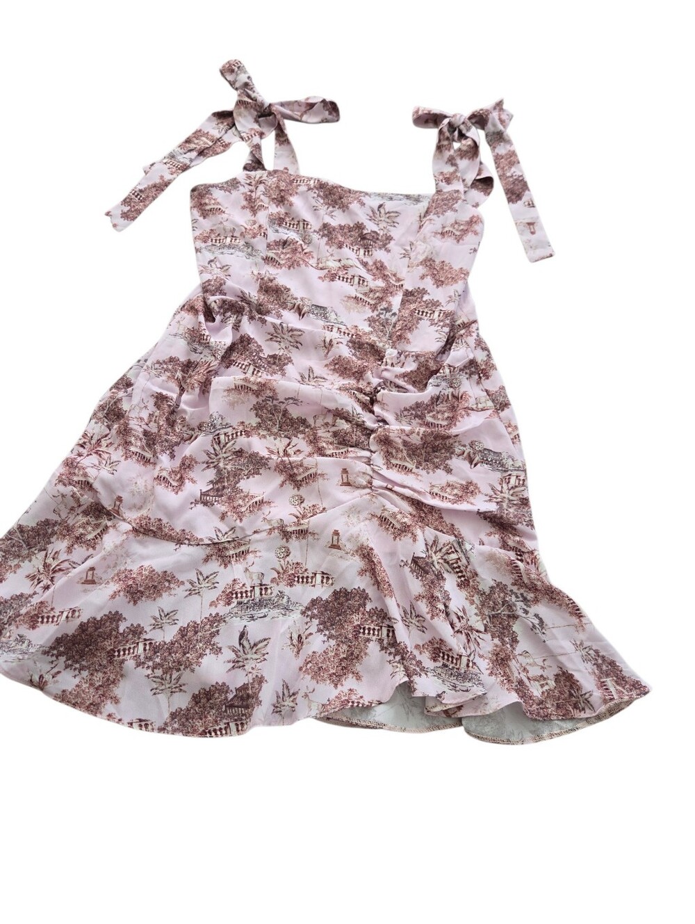 Asos Design NWT Cami Minidress with Ruched Skirt in Toile de Joie Print sz 10